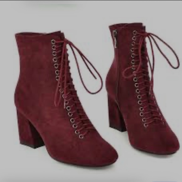 Source Unknown Shoes - Fashion Womens Faux Suede Ankle Boots Lace Up Shoes Block High Heel Martin Boots